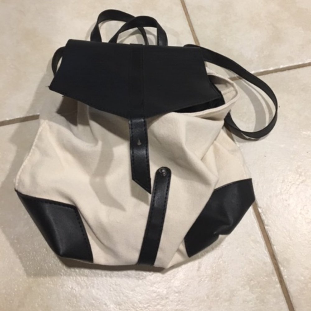 Deux Lux Canvas Cotton Adjustable Backpack Tote Bag 13"x12"